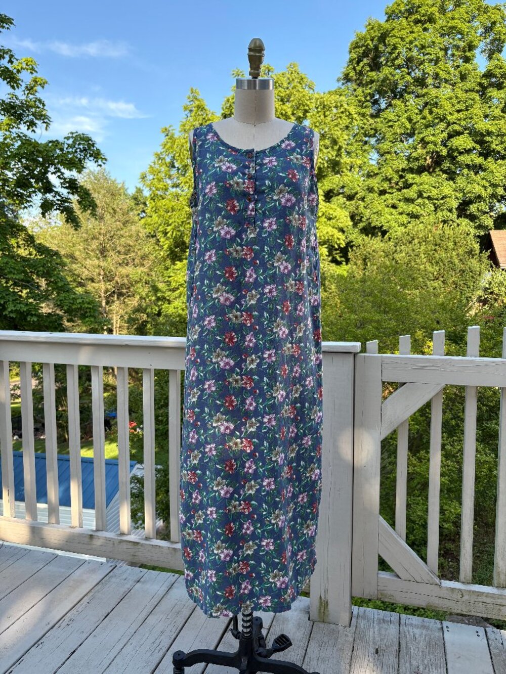 Vintage GAP 100% Linen Maxi Dress Small Floral 90s Y2K Cottagecore Dainty - Picture 9 of 9
